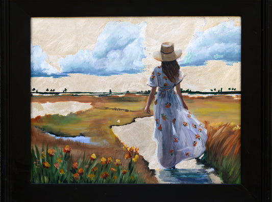 An oil painting-A- Evening Stroll