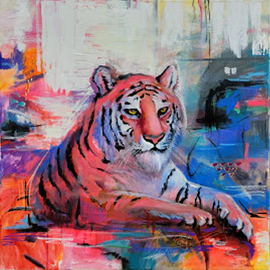 An oil painting called Tiger and Pink
